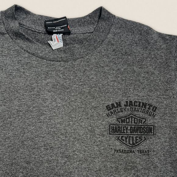 Y2K Harley Davidson Gray Tee T-shirt | Size Small | San Jacinto Texas - Picture 4 of 5